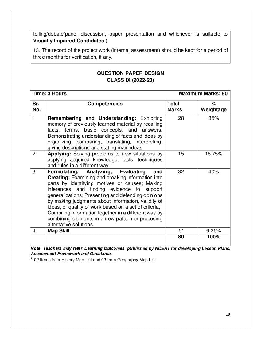 Cbse Class 9 Syllabus 2022 23 Social Science Term 1 Term 2