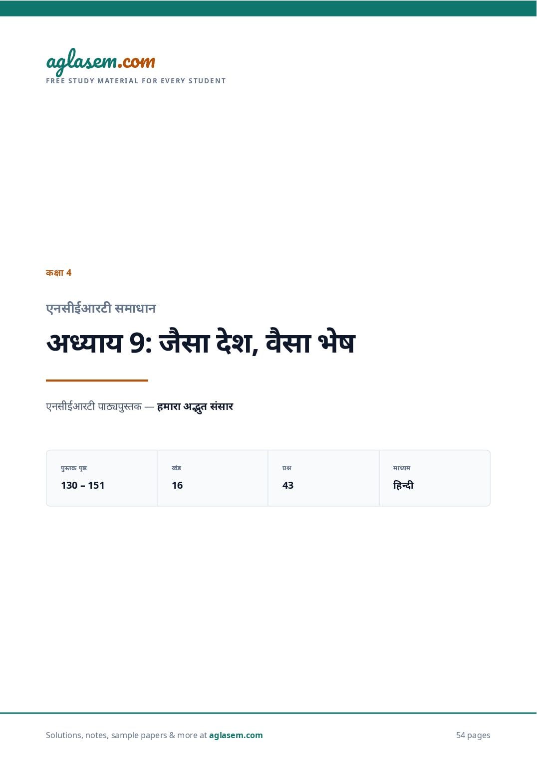 NCERT Solutions Class 4 The World Around Us Chapter 9 जैसा देश, वैसा भेष - Page 1 of 55