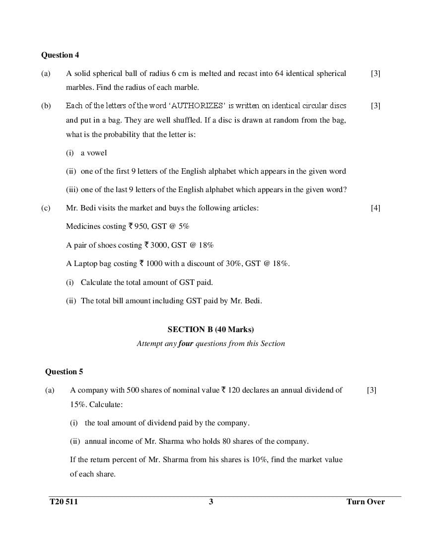 Class 10 maths on sale question paper 2020