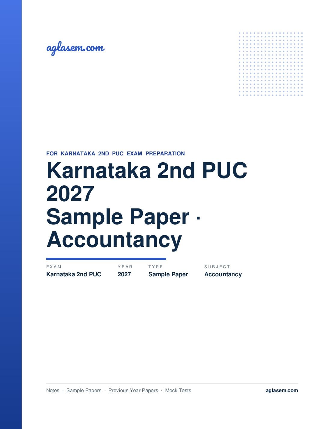 Karnataka 2nd PUC Model Question Paper 2027 for Accountancy - Page 1 of 15