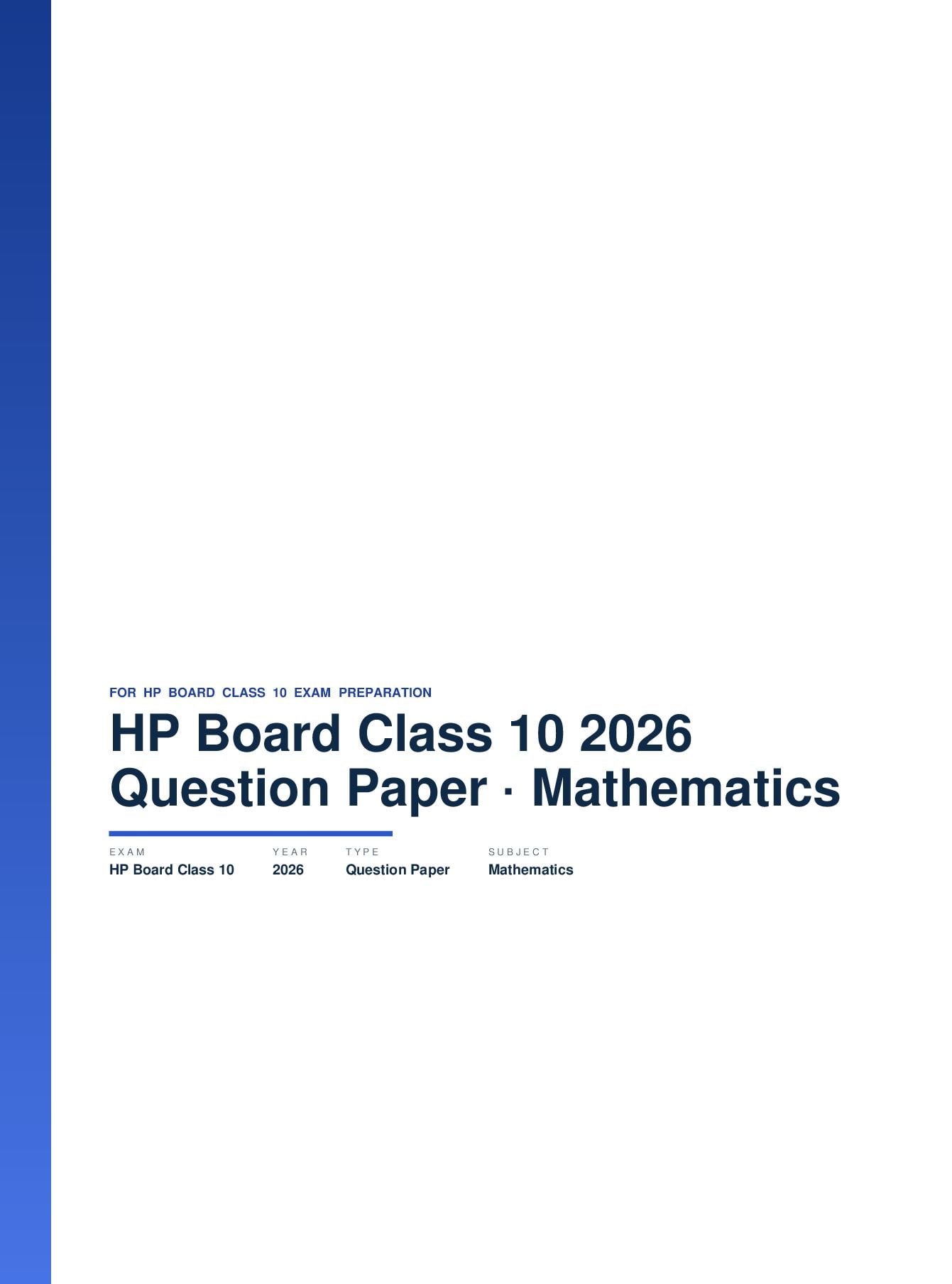 HP Board Class 10 Question Paper 2026 Mathematics - Page 1 of 16