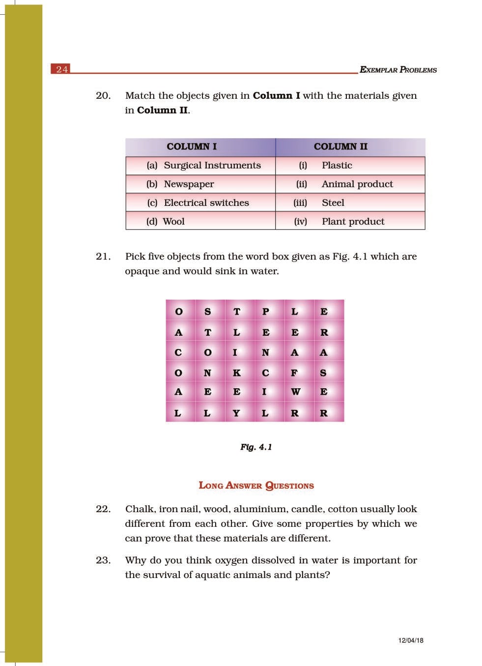 NCERT Exemplar Class 6 Science Chapter 4 Sorting Materials and Groups