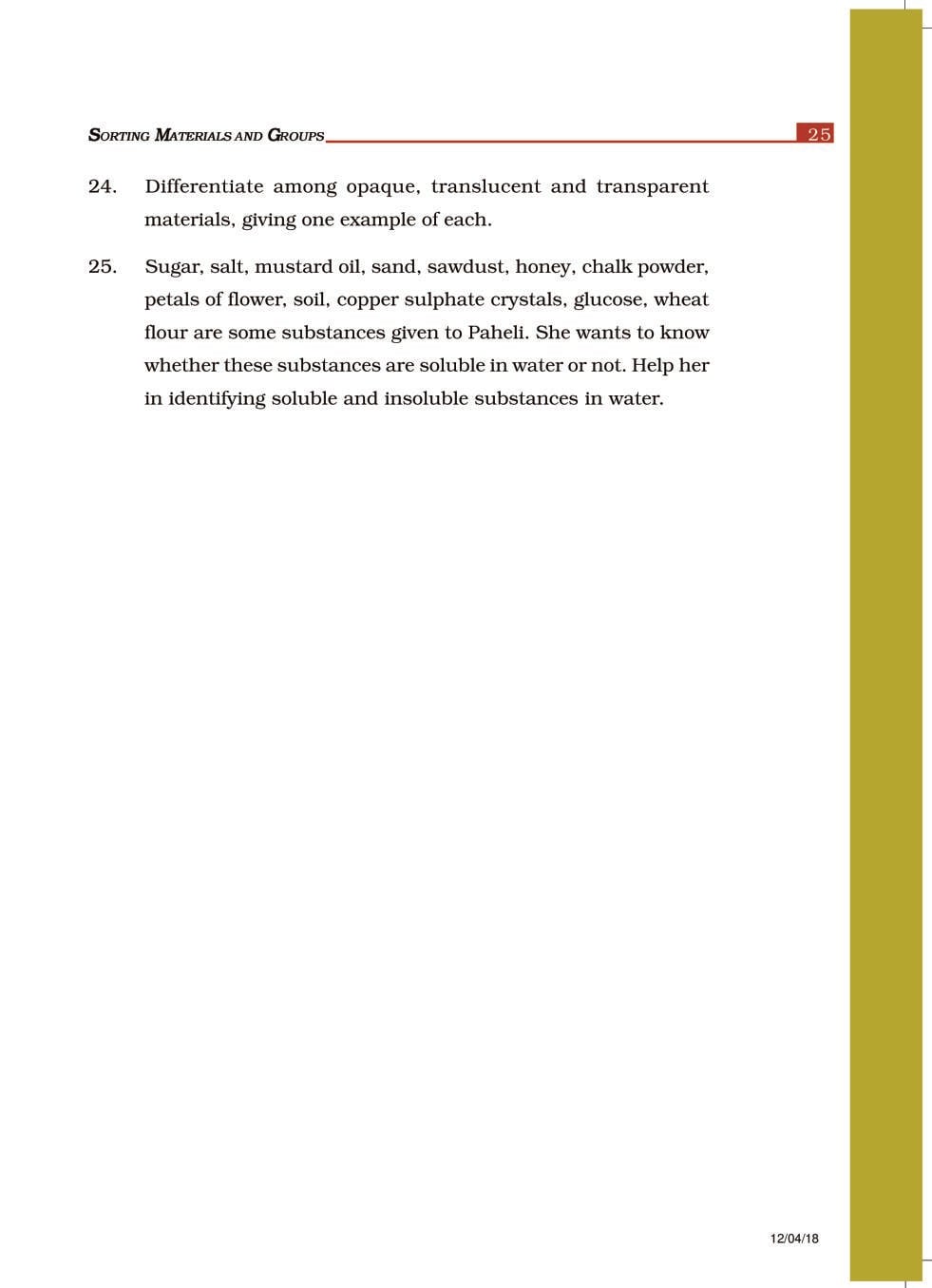 NCERT Exemplar Class 6 Science Chapter 4 Sorting Materials and Groups