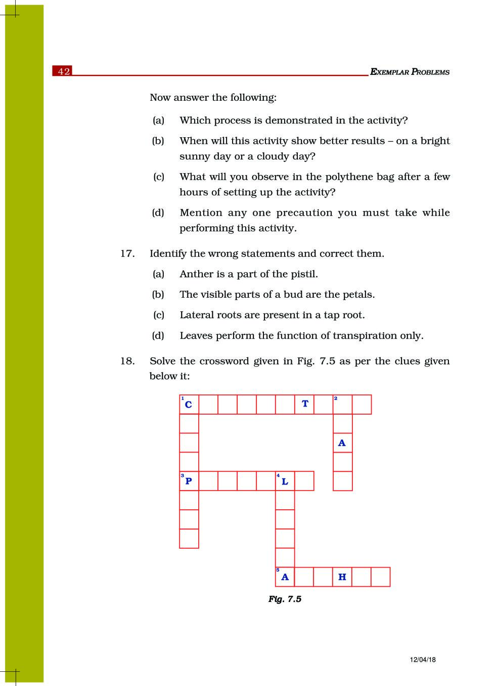 NCERT Exemplar Class 6 Science Chapter 7 Getting to Know Plants