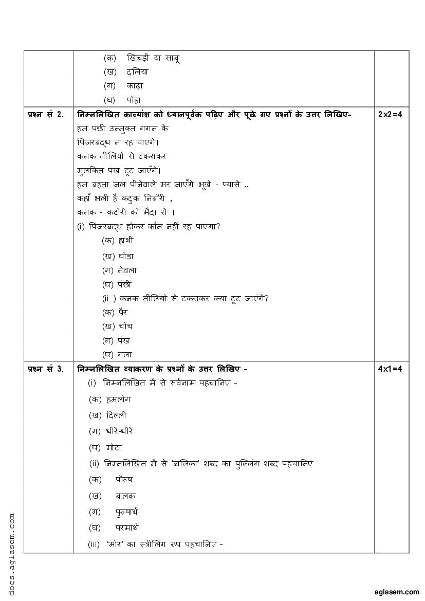 8th class essay 1 hindi exam paper