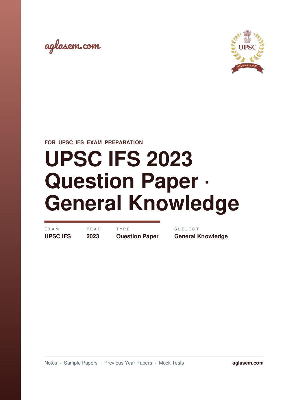UPSC IFS 2023 Question Paper for General Knowledge - Page 1 of 5