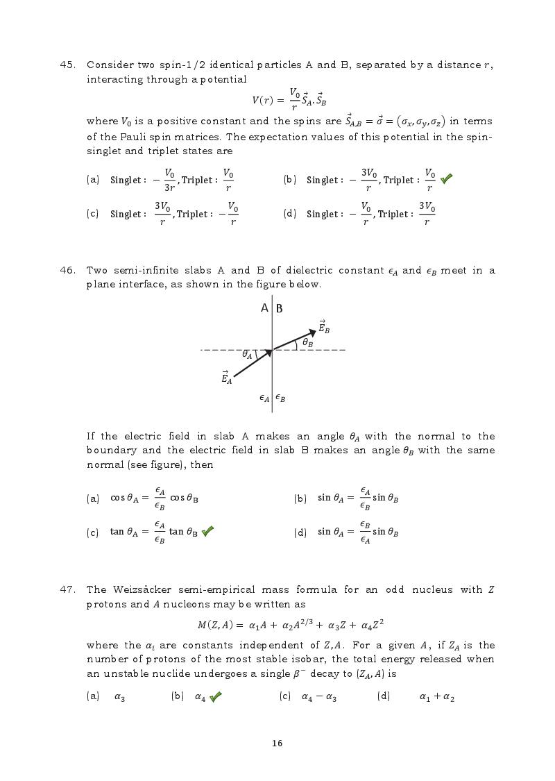 TIFR GS 2016 Question Paper PDF (8 Papers incl. Wildlife Biology)