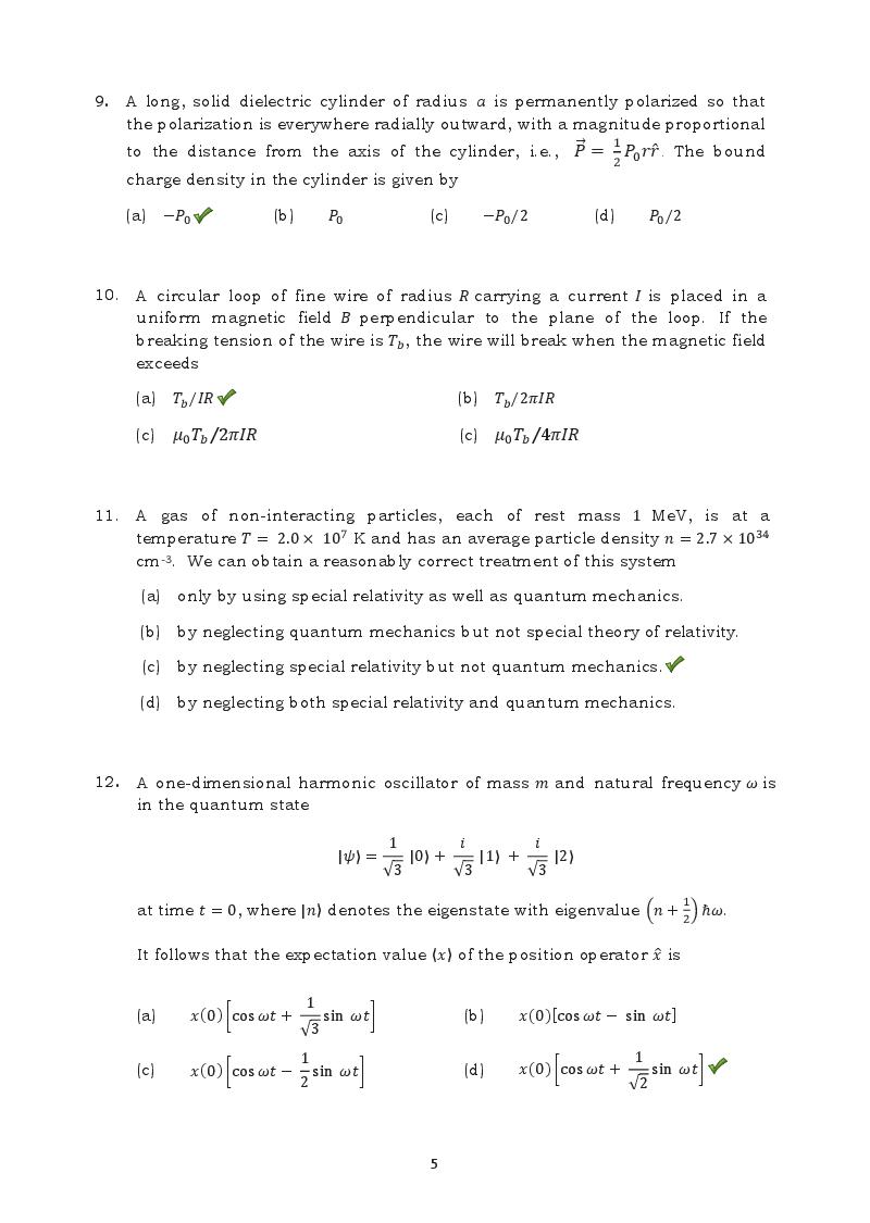 TIFR GS 2016 Question Paper PDF (8 Papers incl. Wildlife Biology)