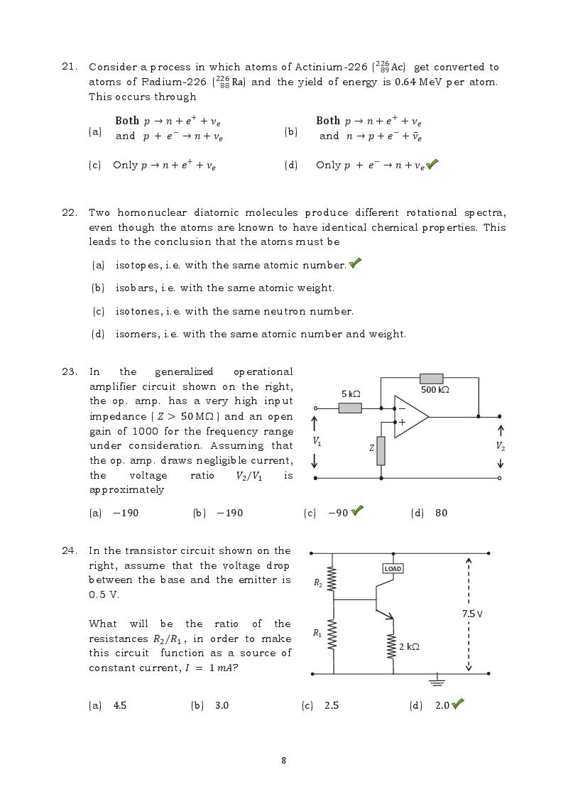 TIFR GS 2016 Question Paper PDF (8 Papers incl. Wildlife Biology)