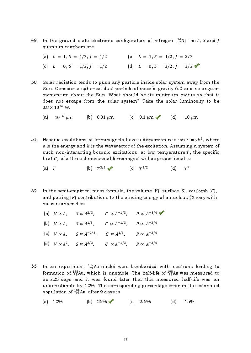 TIFR GS 2015 Question Paper PDF with Answers (7 Papers)