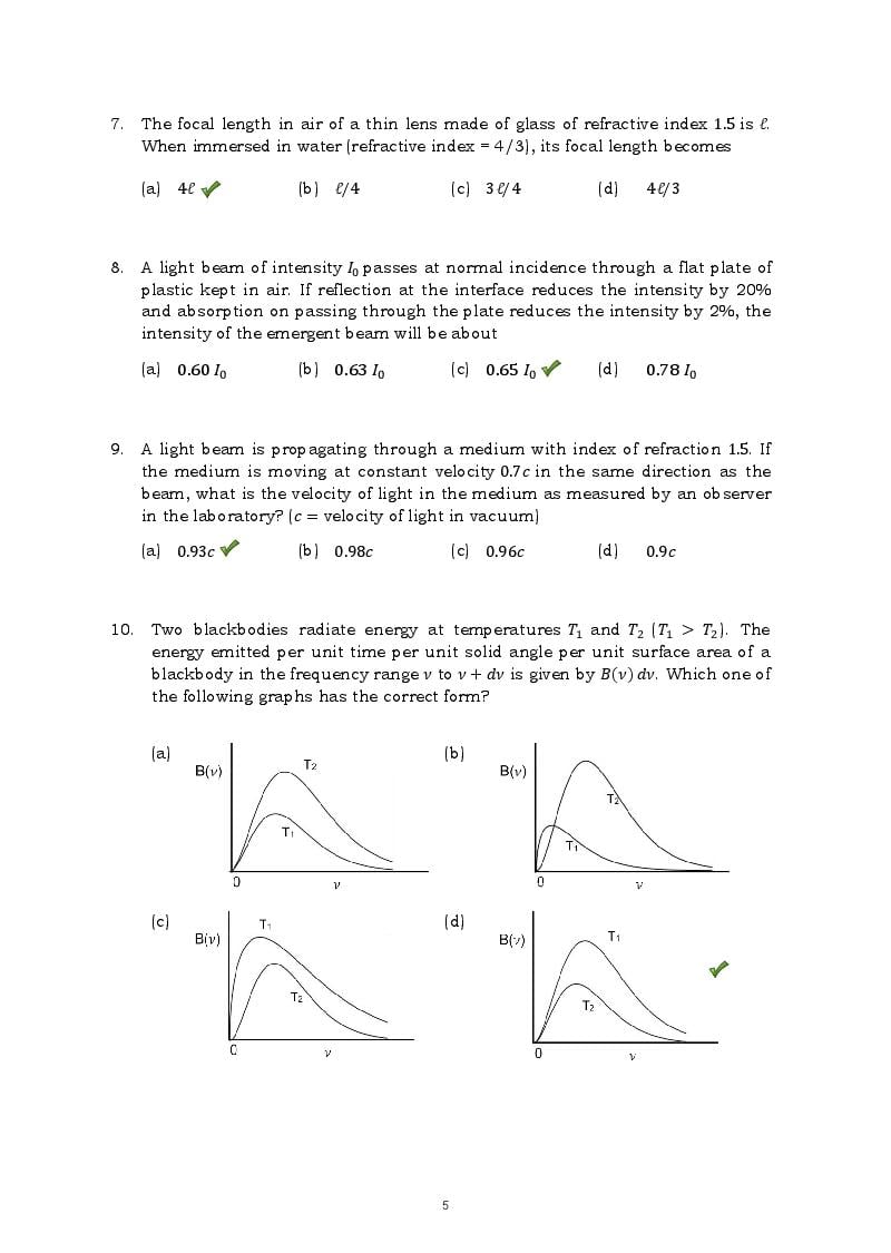 TIFR GS 2015 Question Paper PDF with Answers (7 Papers)