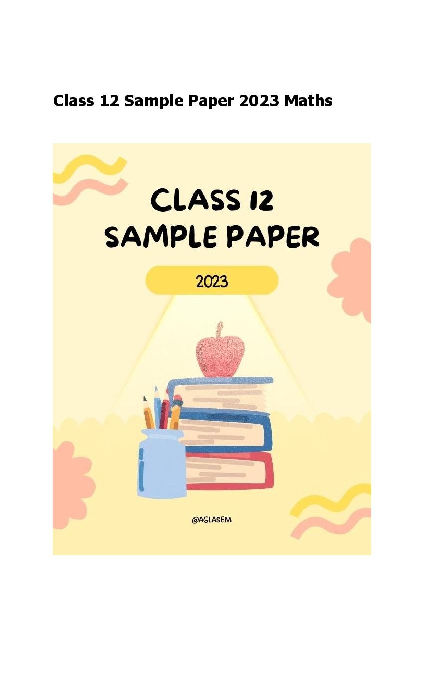 Class 12 Sample Paper 2023 Maths (Hindi Medium) - Page 1