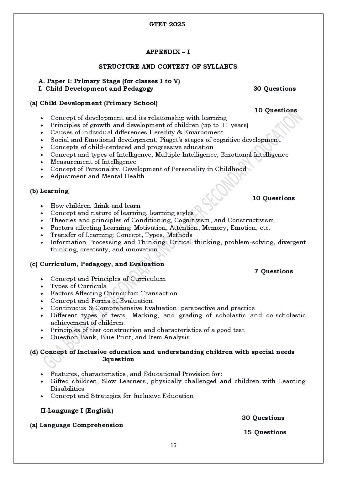 GTET 2025 Syllabus - Page 1 of 9