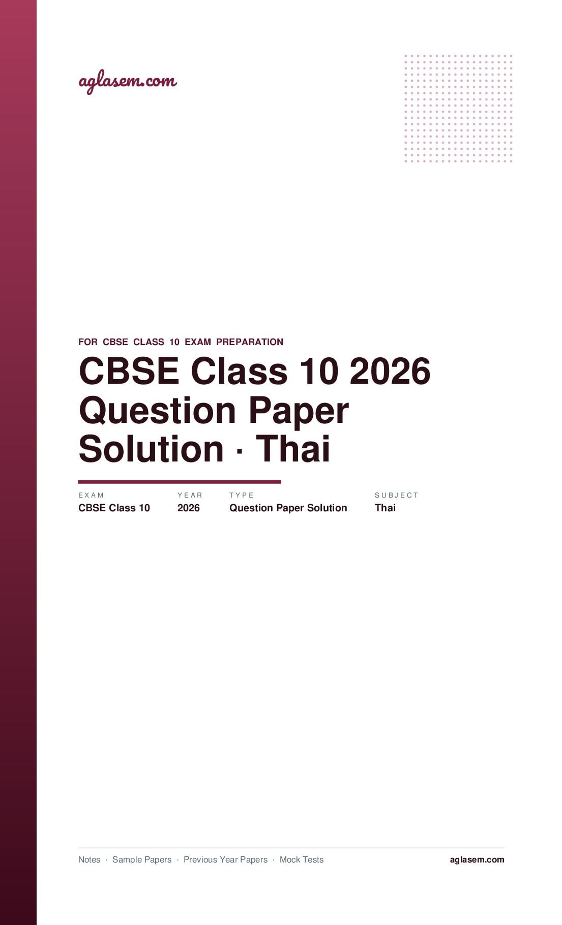 CBSE Class 10 Question Paper 2026 Solution Thai - Page 1 of 11