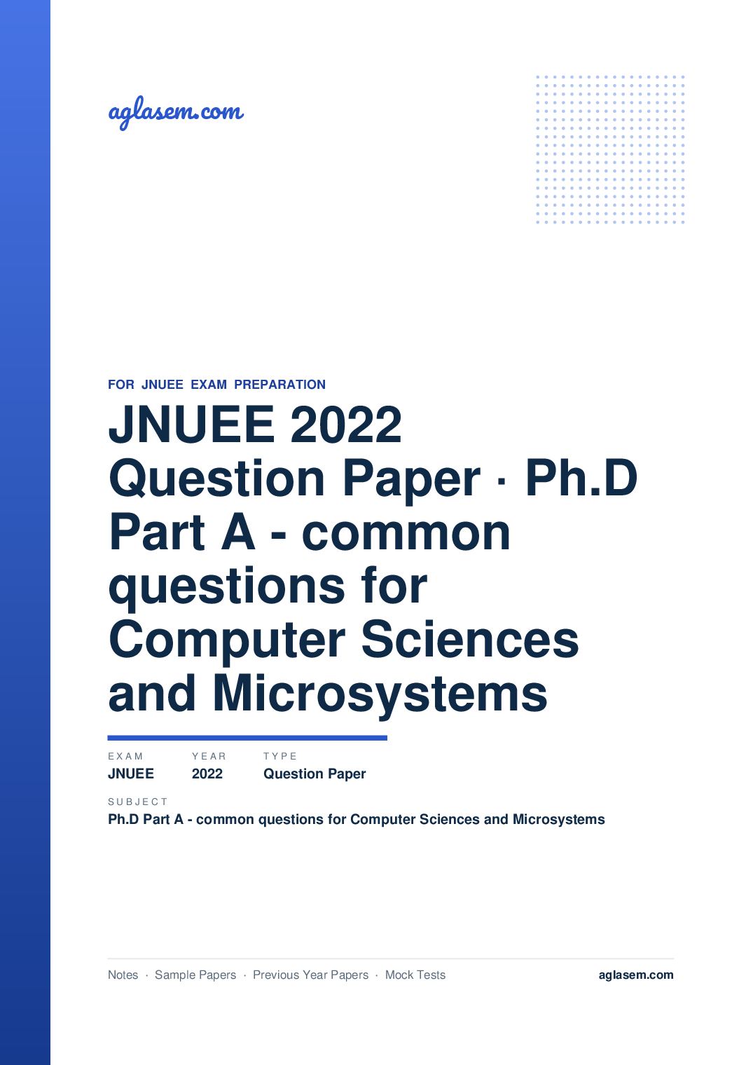 JNUEE 2022 Question Paper Ph.D Part A - common questions for Computer Sciences and Microsystems - Page 1 of 20