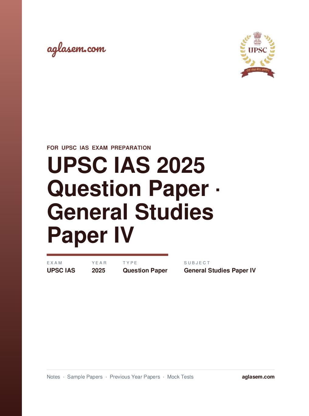 UPSC IAS 2025 Question Paper for General Studies Paper IV - Page 1 of 17