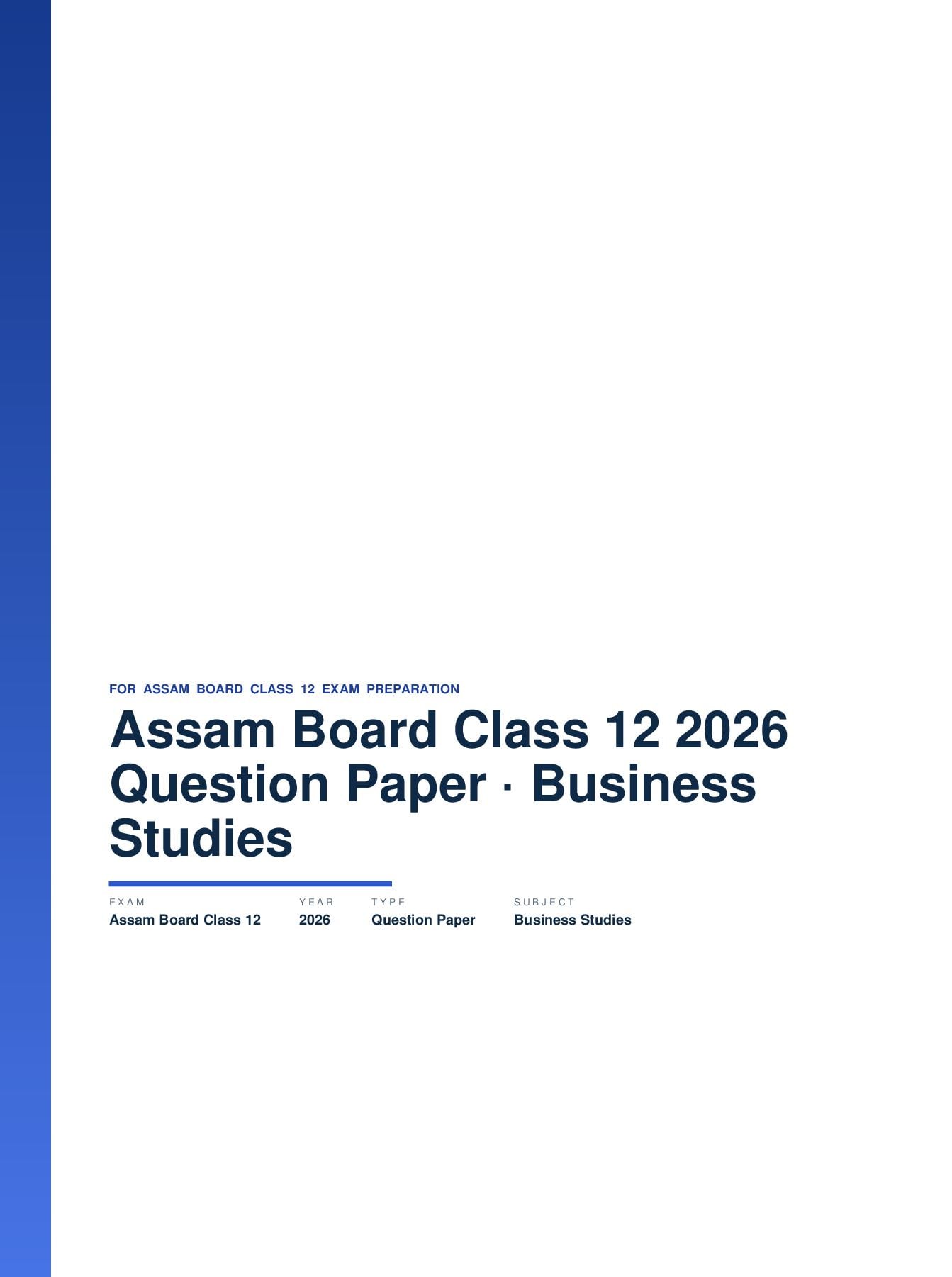 Assam Board Class 12 Question Paper 2026 Business Studies - Page 1 of 8