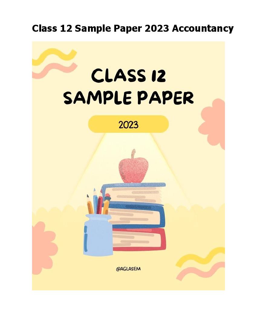 Class 12 Sample Paper 2023 Accountancy (Hindi Medium) - Page 1