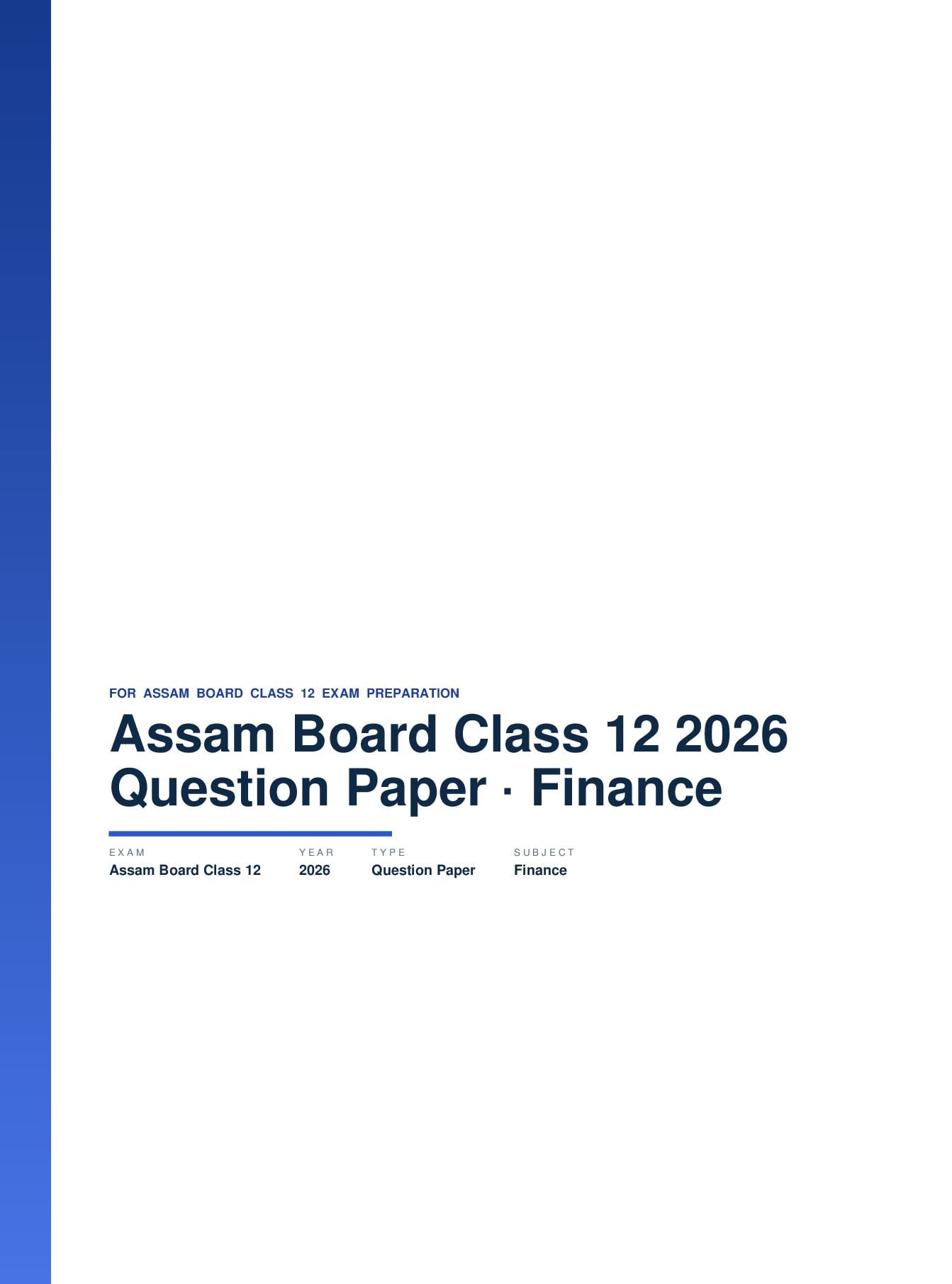 Assam Board Class 12 Question Paper 2026 Finance - Page 1 of 8