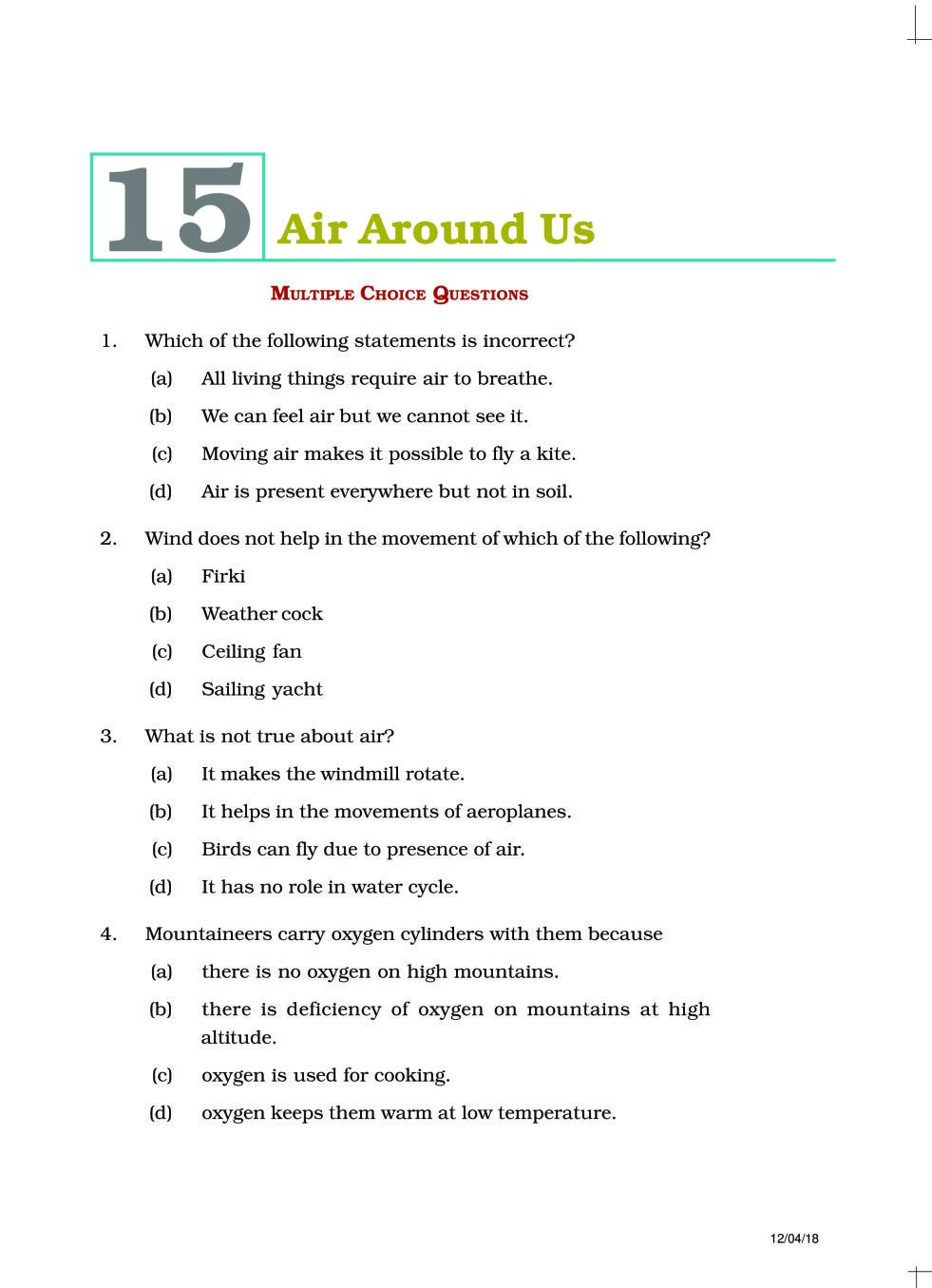 NCERT Exemplar Class 06 Science Unit 15 Air Around Us - Page 1