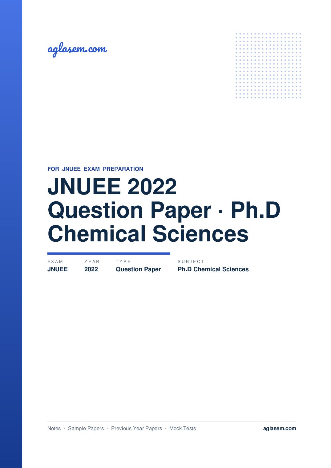 JNUEE 2022 Question Paper Ph.D Chemical Sciences - Page 1 of 42