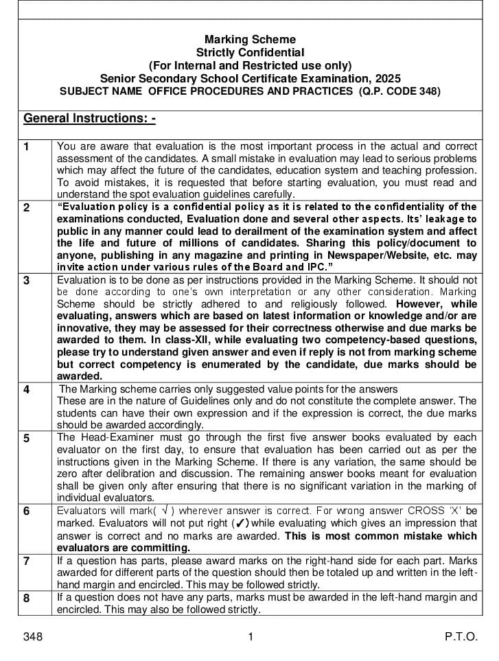 CBSE Class 12 Question Paper 2025 Solution Office Procedures and Practices - Page 1
