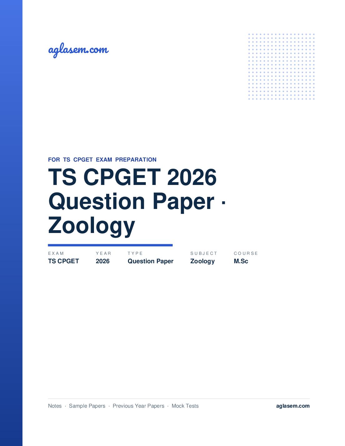 TS CPGET 2026 Question Paper M.Sc Zoology - Page 1 of 47