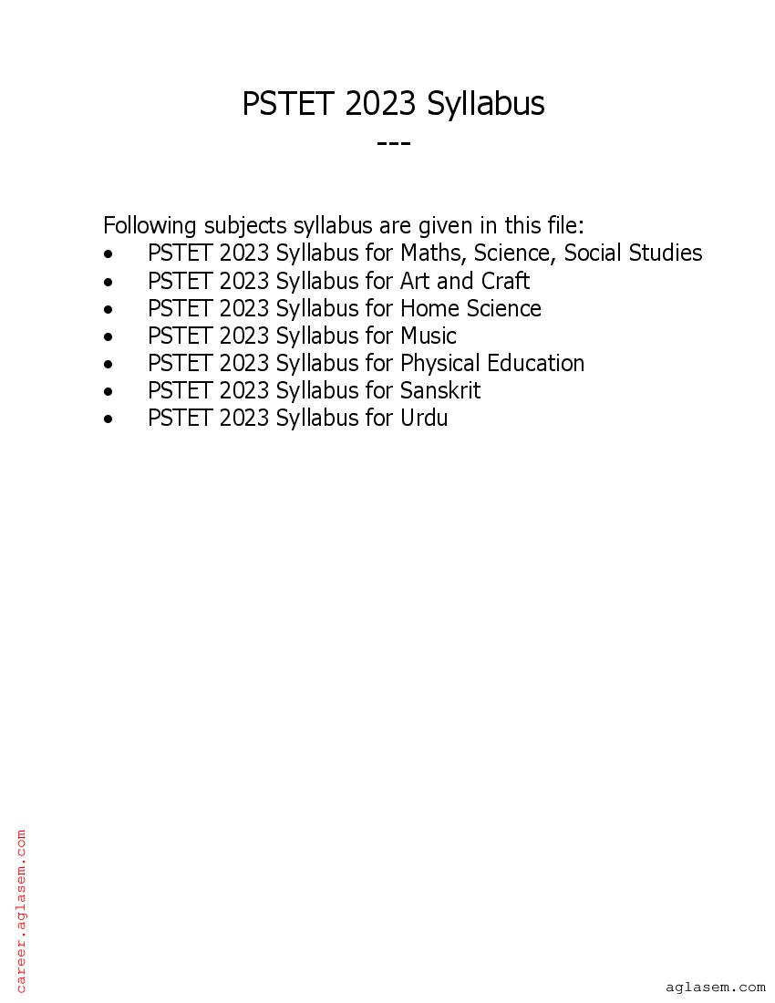 PSTET 2023 Syllabus - Page 1