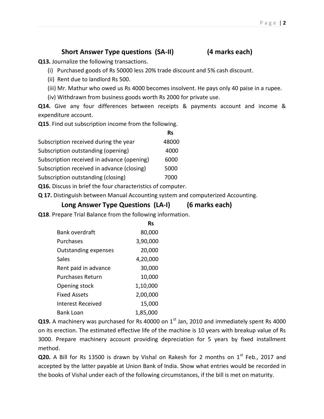 JKBOSE Class 11th Model Question Paper 2023 For Accountancy - JK Board ...