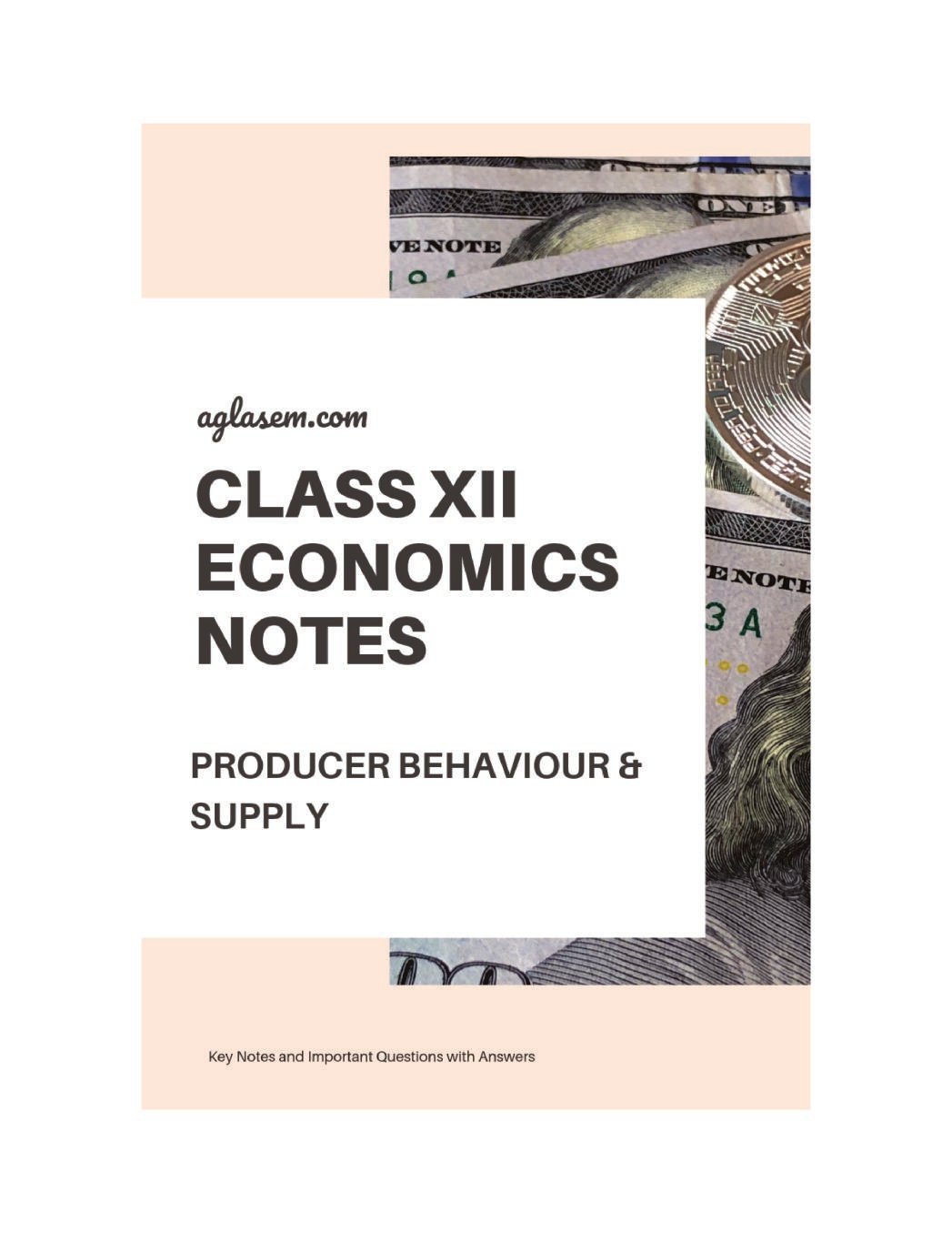 Class 12 Economics Notes for Producer Behaviour and Supply - Page 1