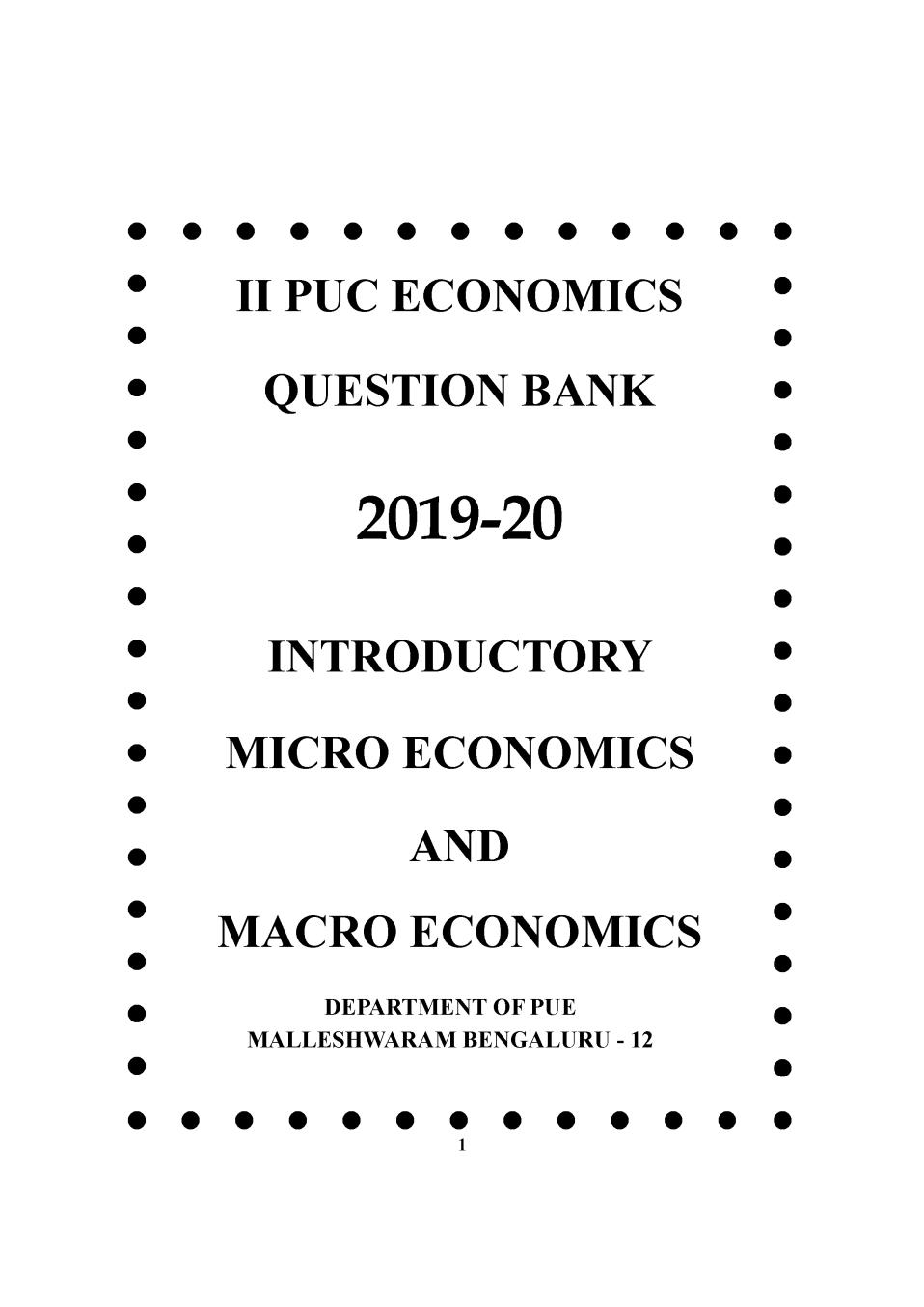 Karnataka 2nd PUC Model Question Paper for Economics - Page 1