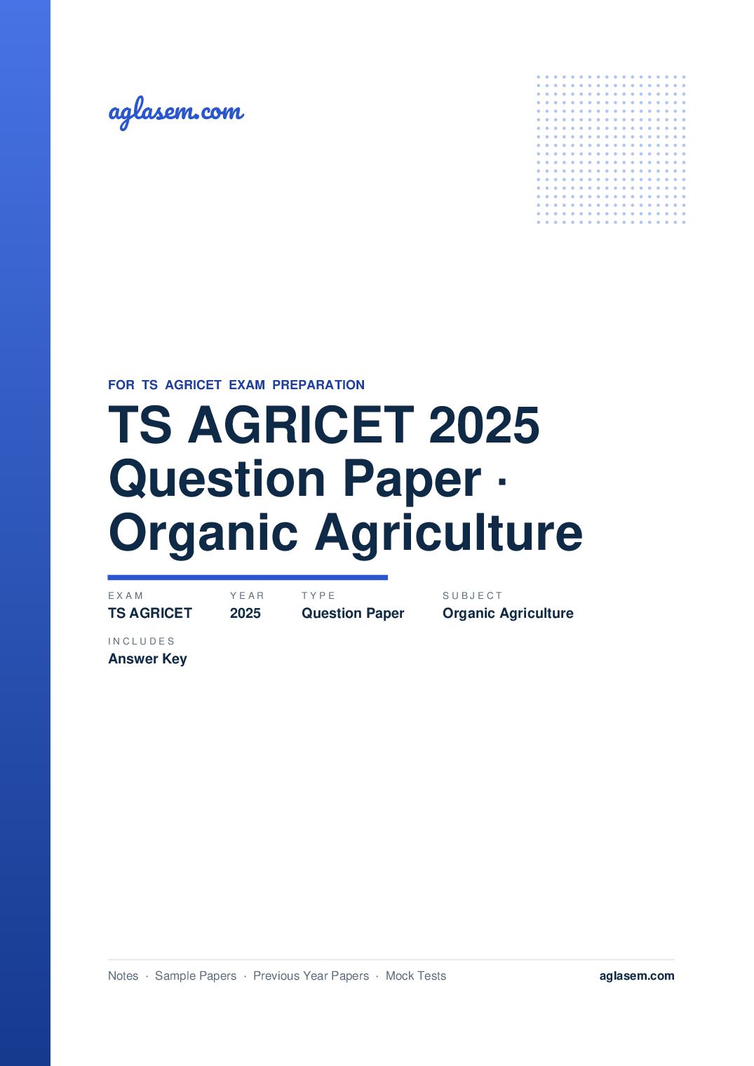 TS AGRICET 2025 Question Paper with Answer Key Organic Agriculture - Page 1 of 12