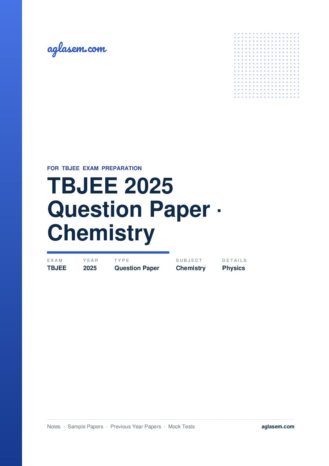 TBJEE 2025 Question Paper - Physics and Chemistry - Page 1 of 33