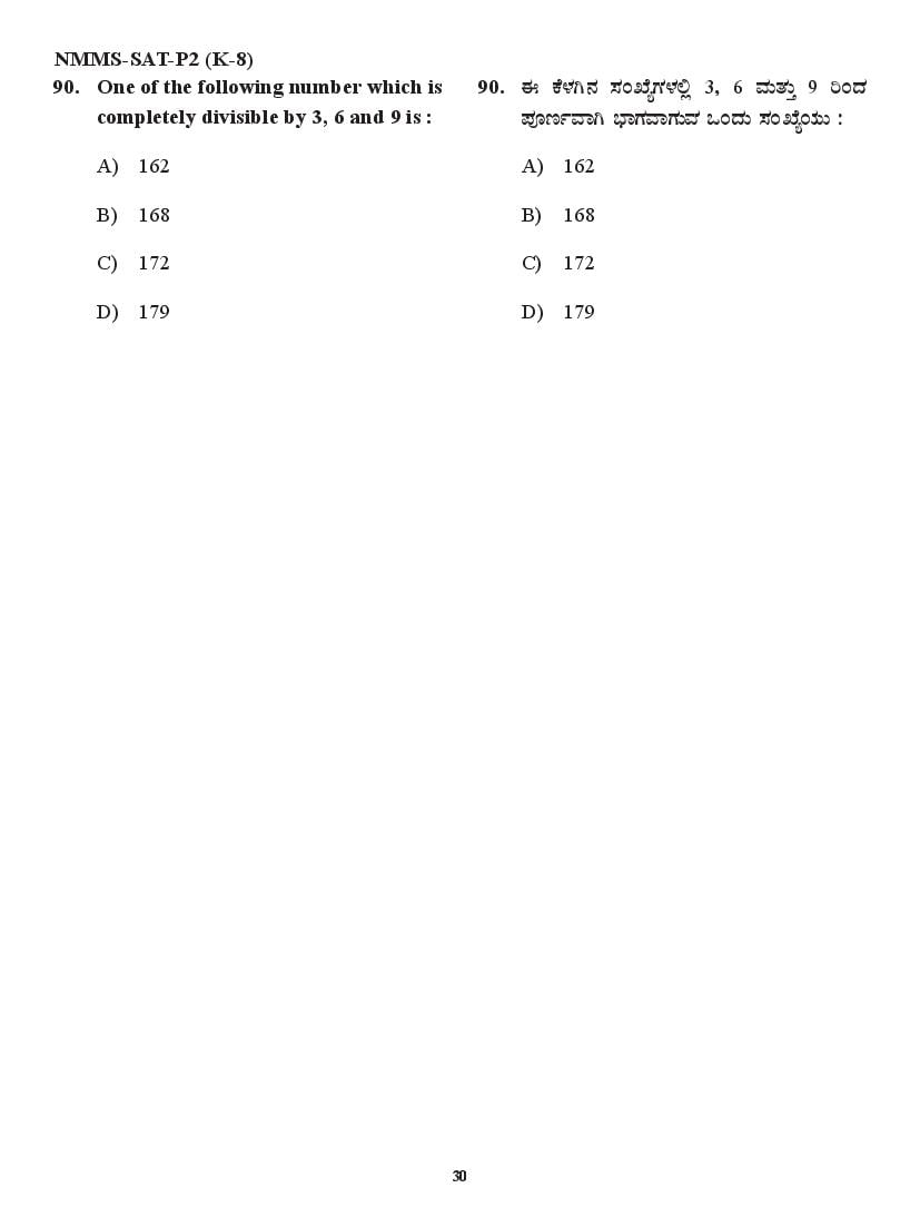 Karnataka NMMS Question Papers – Download PDF