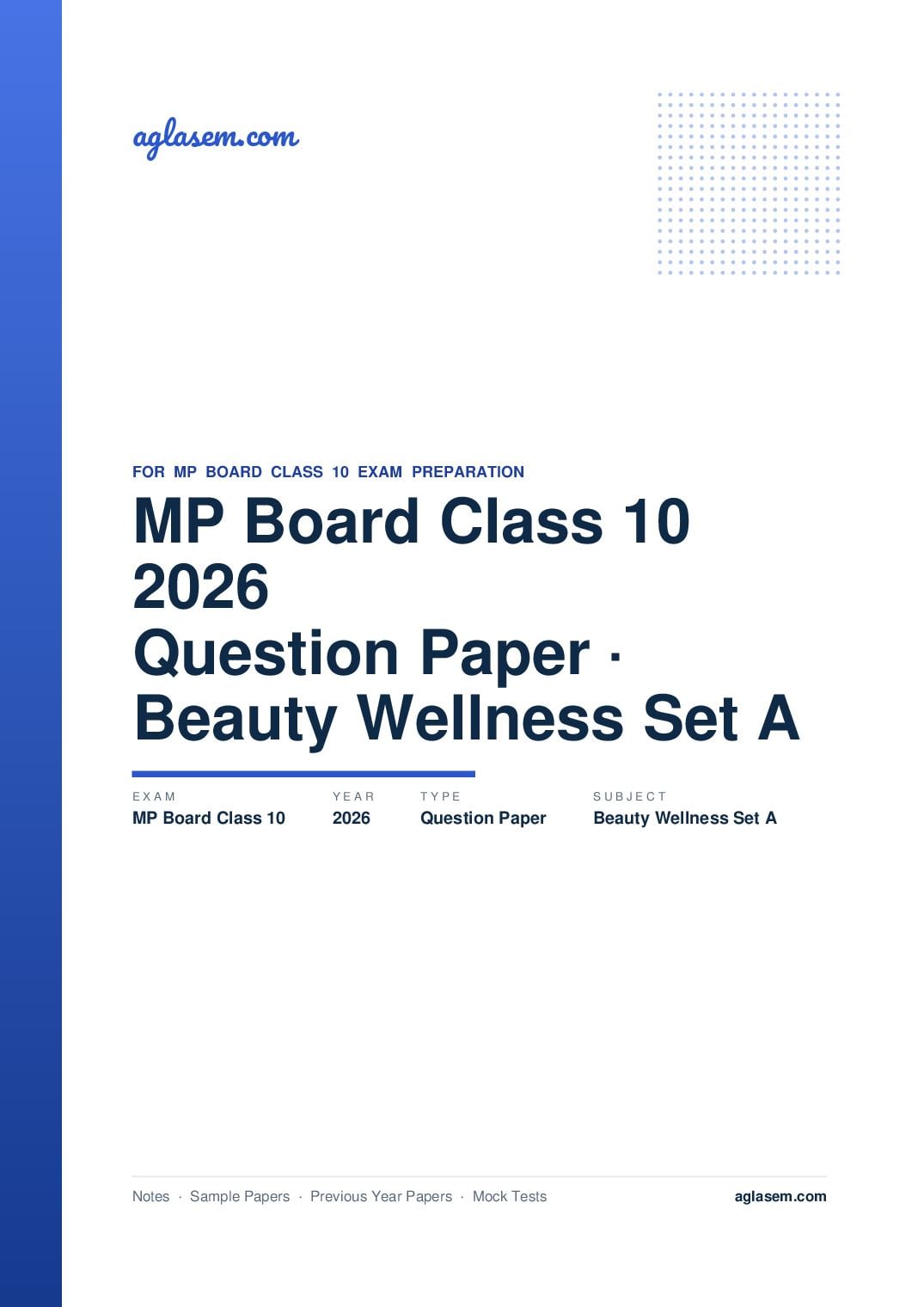 MP Board Class 10 Question Paper 2026 Beauty and Wellness - Page 1 of 8