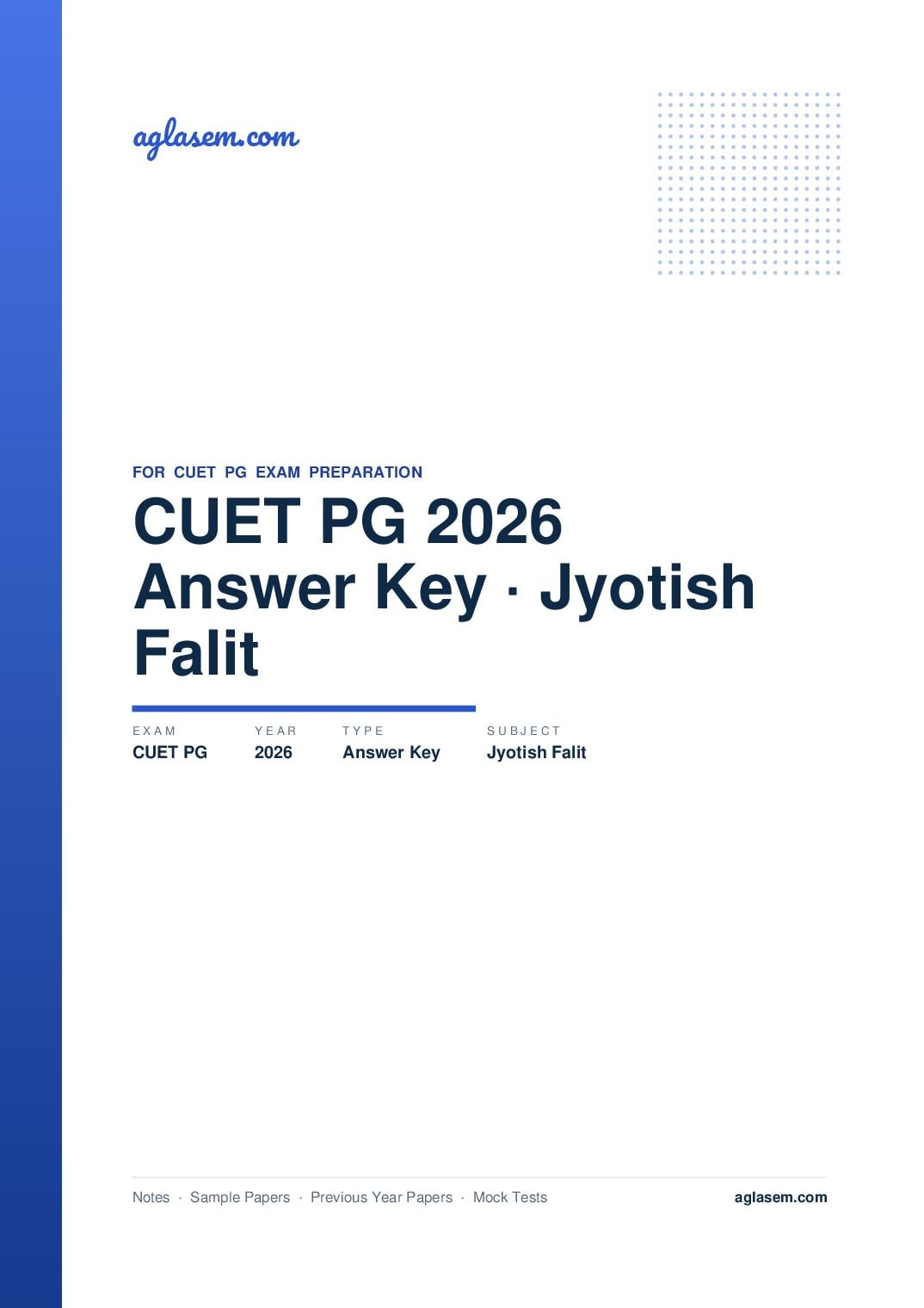 CUET PG 2026 Answer Key Jyotish - Falit - Page 1 of 2