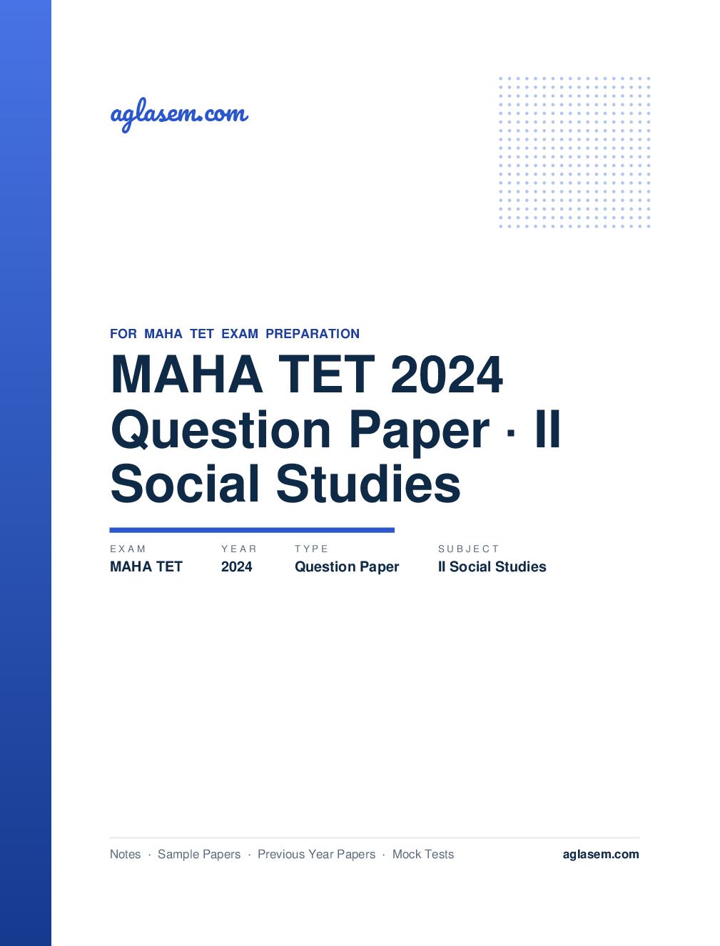 MAHA TET 2024 Question Paper II Social Studies - Page 1 of 17