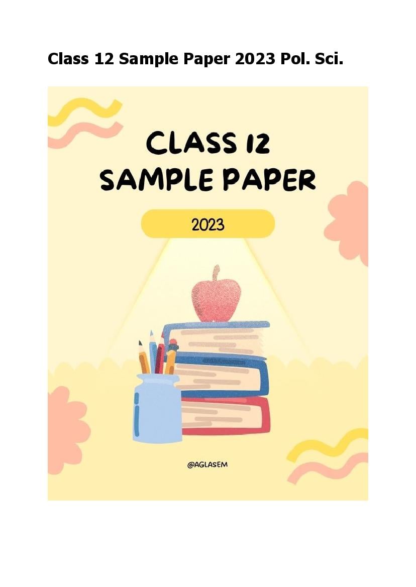 Class 12 Sample Paper 2023 Political Science (Hindi Medium) - Page 1