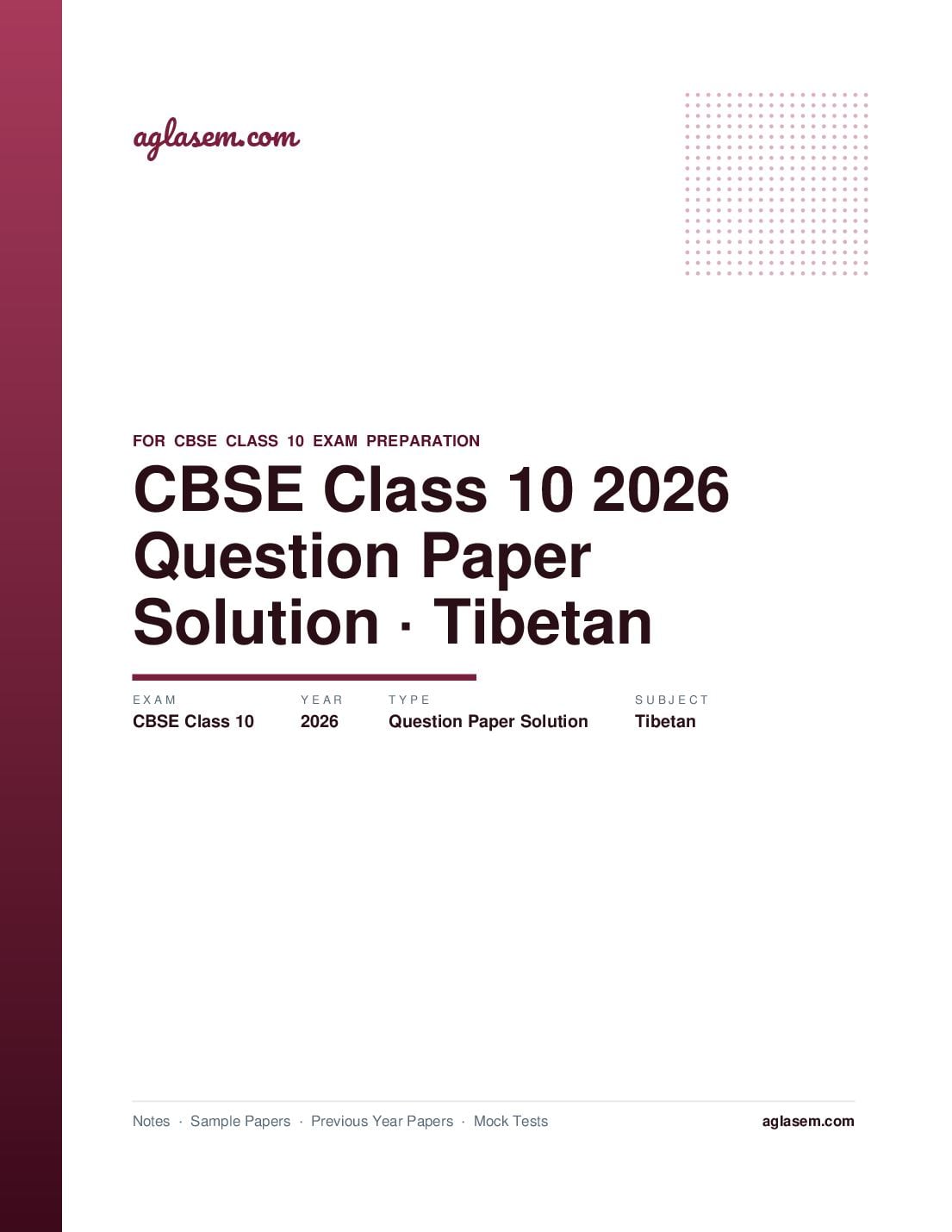 CBSE Class 10 Question Paper 2026 Solution Tibetan - Page 1 of 16