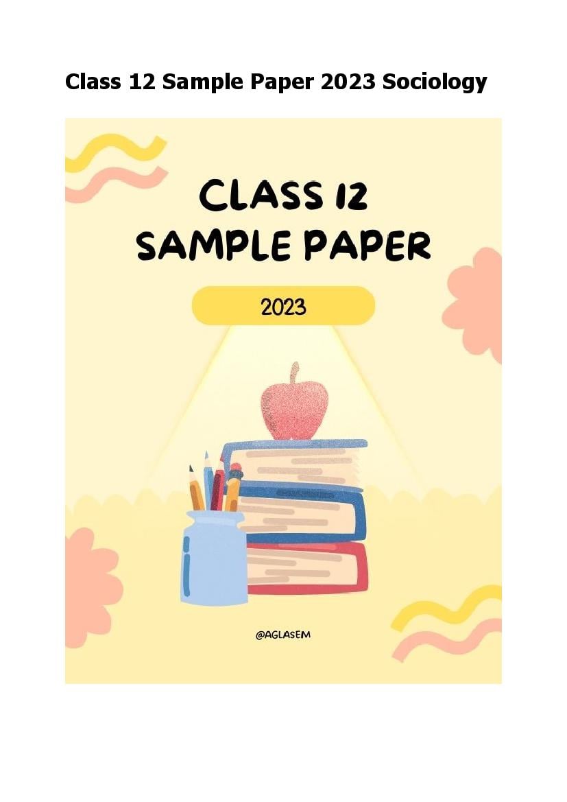 Class 12 Sample Paper 2023 Sociology (Hindi Medium) - Page 1