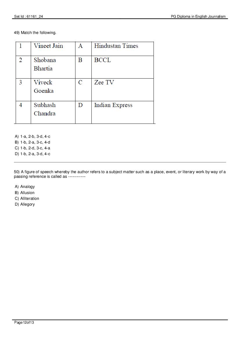 IIMC Entrance Exam 2020 Question Paper PDF (8 Courses, Answer Key)