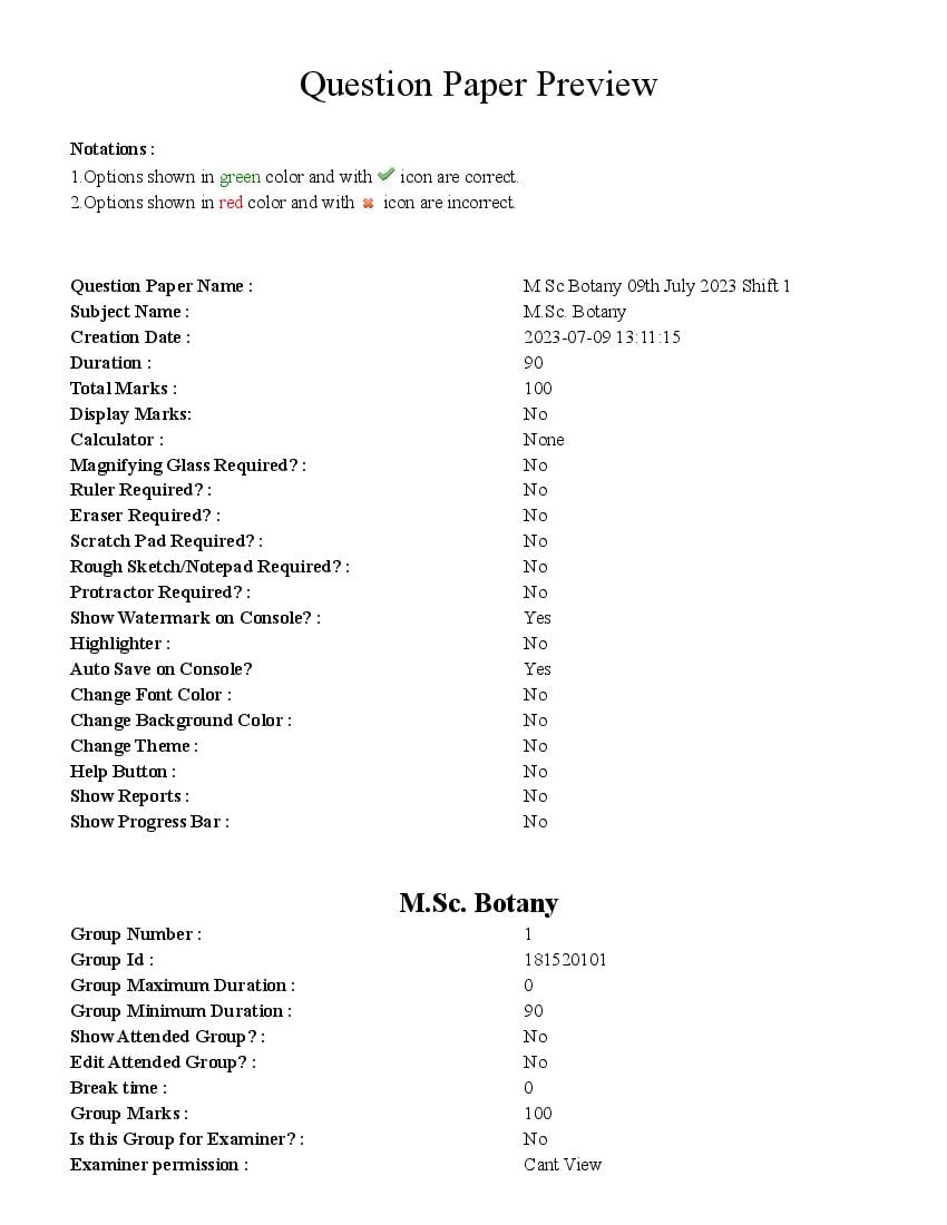 TS CPGET 2023 Question Paper M.Sc Botany - Page 1