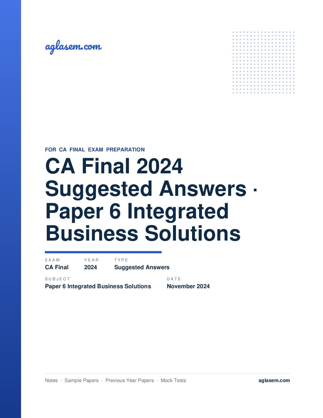 CA Final November 2024 Suggested Answers Paper 6 Integrated Business Solutions - Page 1 of 55