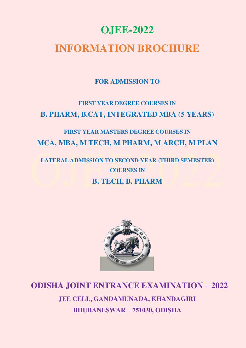 OJEE 2022 Information Brochure - Page 1