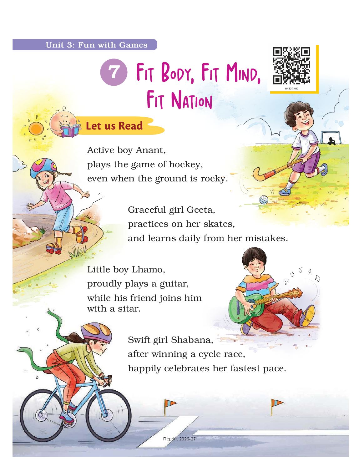 NCERT Book Class 4 English (Santoor) Chapter 7 Fit Body, Fit Mind, Fit Nation - Page 1 of 6