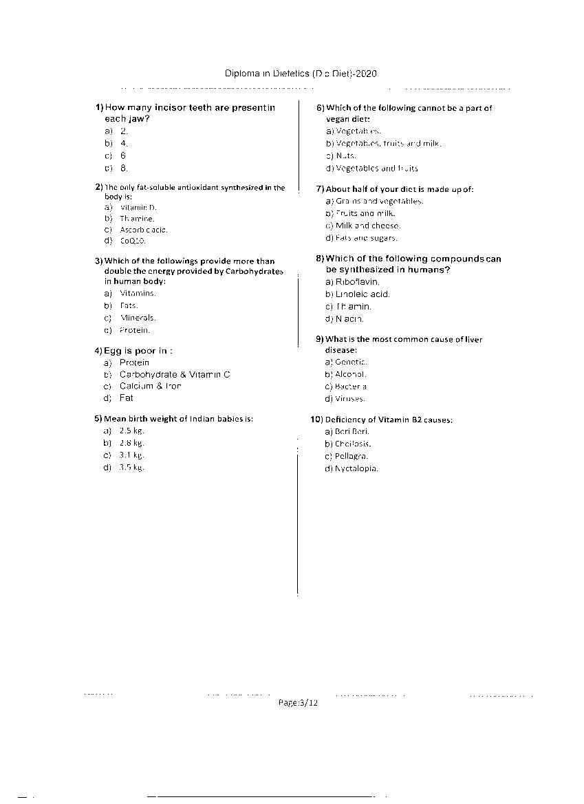 JEMAS PG 2020 Question Paper PDF (12 Course Papers)