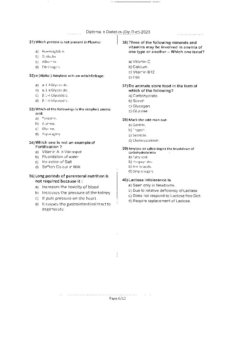JEMAS PG 2020 Question Paper PDF (12 Course Papers)