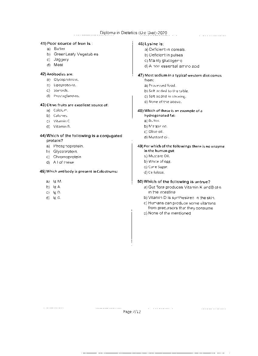 JEMAS PG 2020 Question Paper PDF (12 Course Papers)