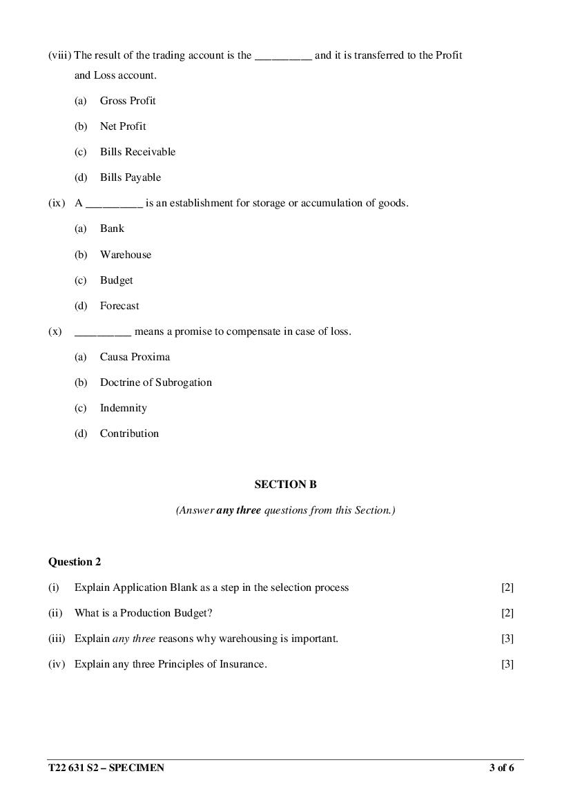 ICSE Class 10 Commercial Studies Sample Paper 2022