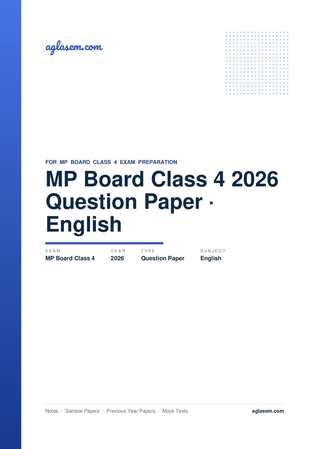 MP Board Class 4 Question Paper 2026 English - Page 1 of 3